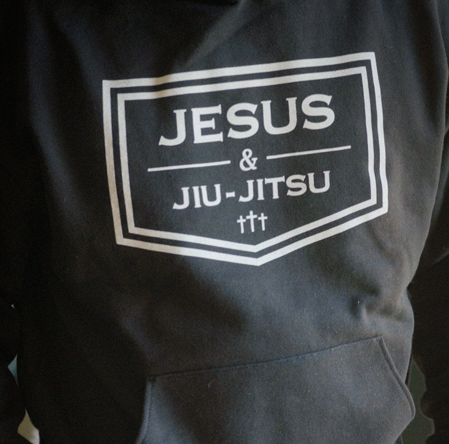 Black hoodie with JESUS & JIU-JITSU logo