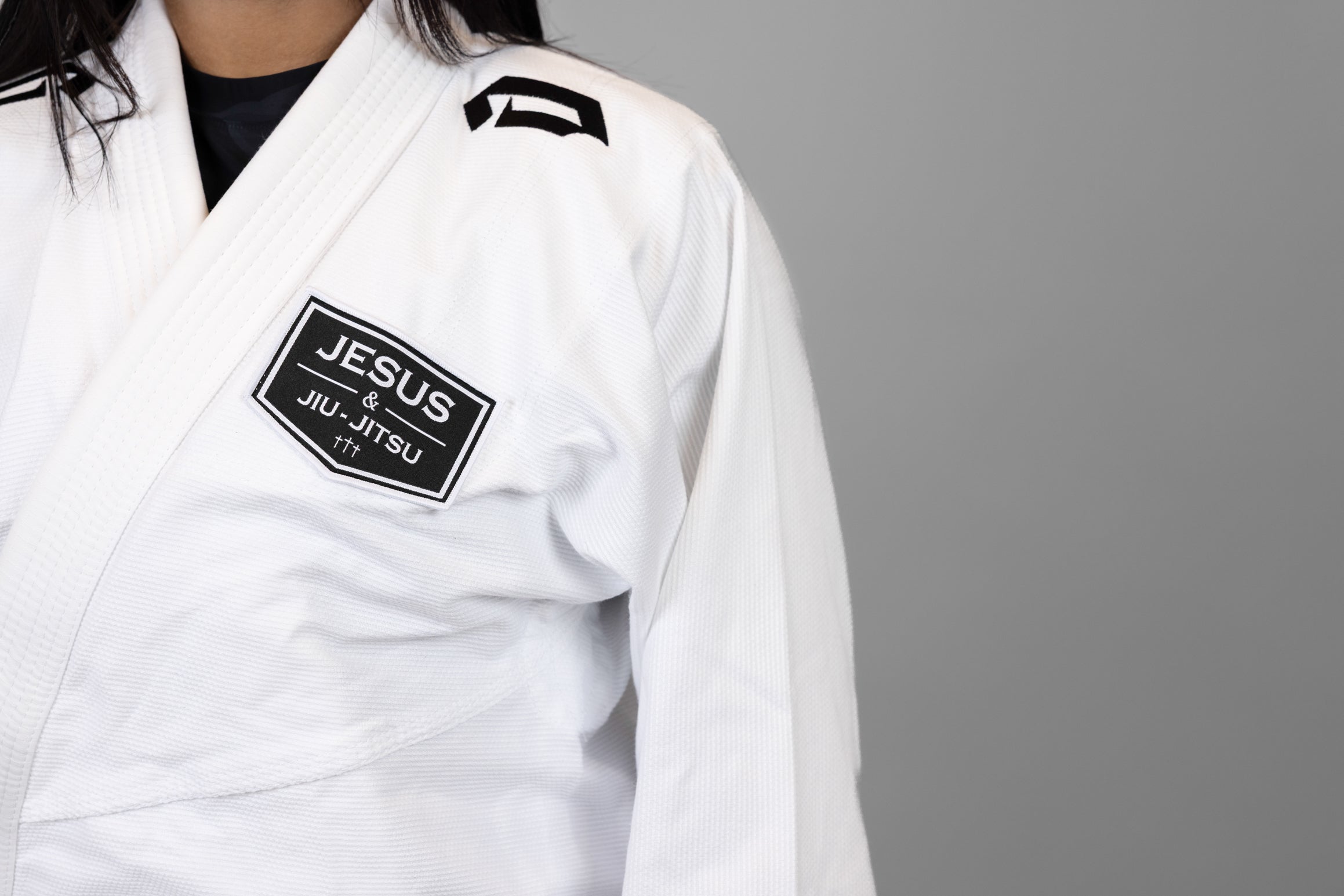 4in JESUS & JIU-JITSU patch on white gi