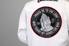 10in Patch with praying hands design and "PRAISE BE TO THE LORD WHO TRAINS MY HANDS FOR WAR" text on a white gi