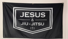 Black Flag with white "JESUS & JIU-JITSU" logo